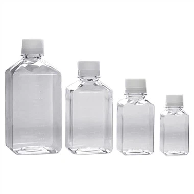 ขวดเก็บสารเคมีในห้องปฏิบัติการ Clear ขวดรีเอเจนต์สี่เหลี่ยมจัตุรัสใส ขวดสื่อเพาะเชื้อพลาสติก